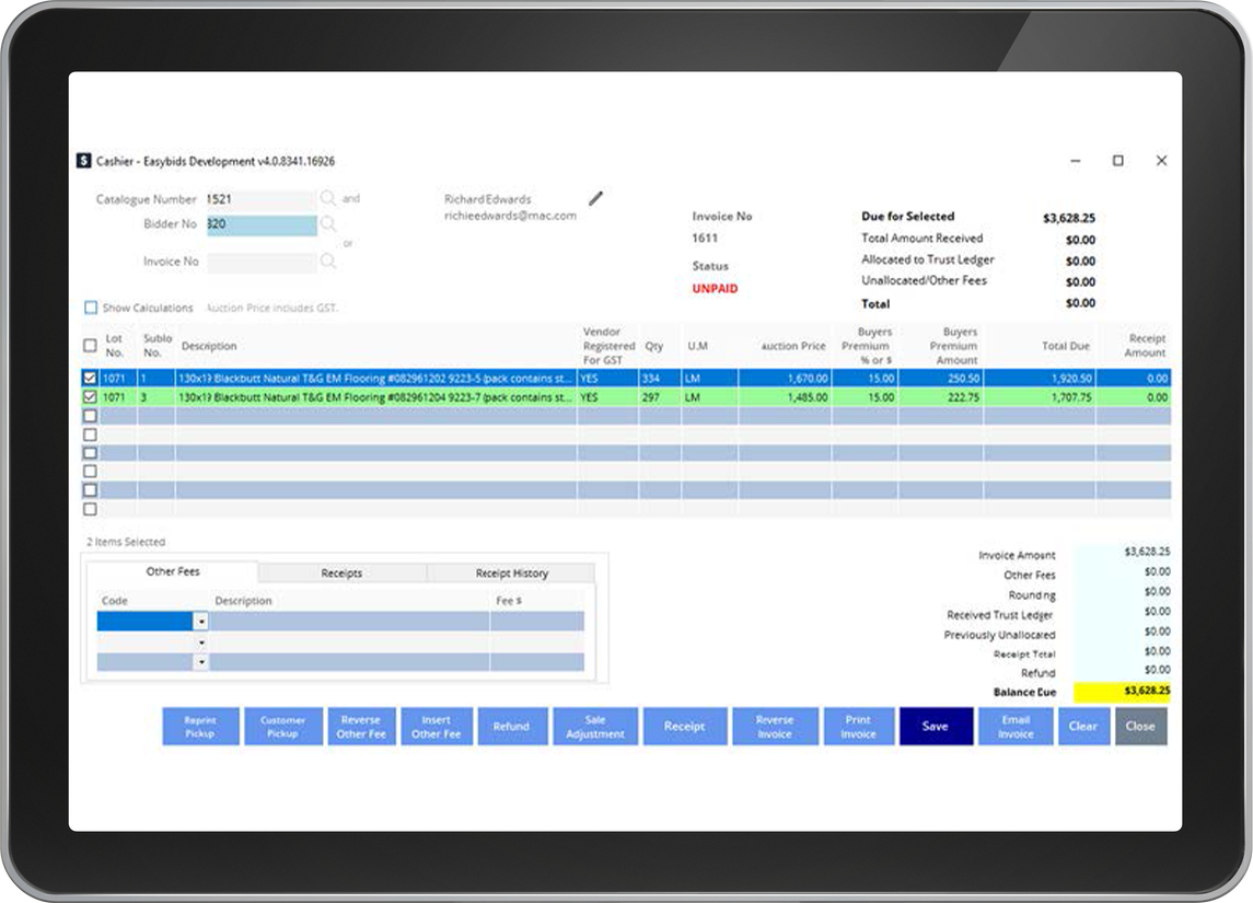 Webcast auction platform