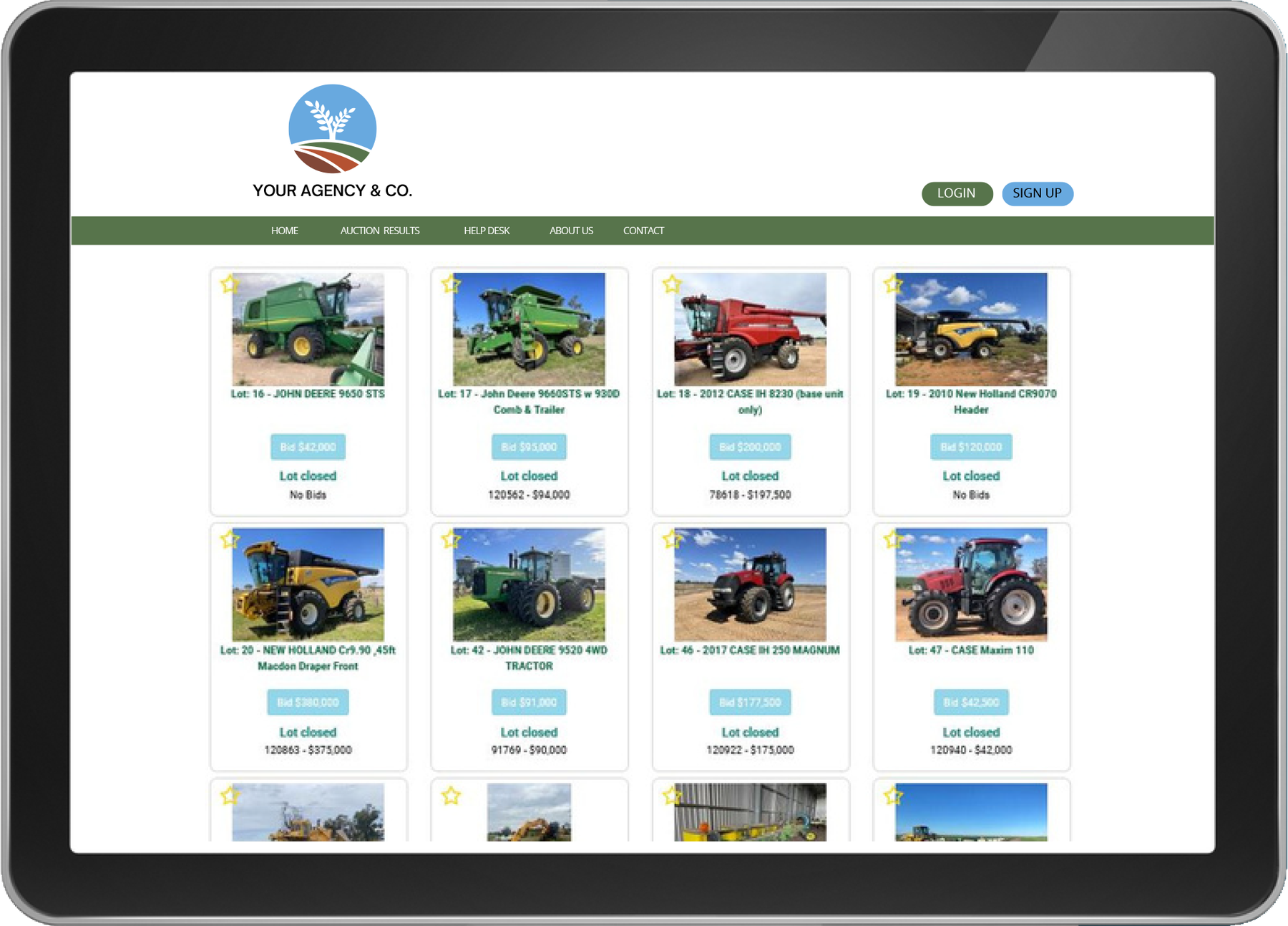 EasyBids auction software on screen